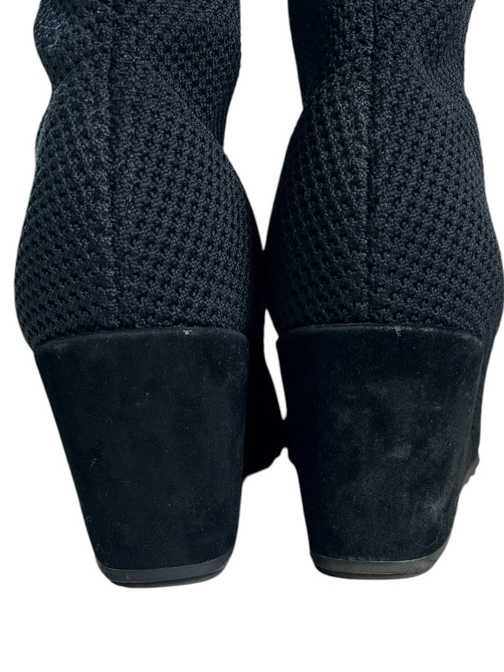 Eileen Fisher Kasana Black Knit Wedge Tall Boots Women’s Size 8 Comfort Pull-On - Picture 4 of 11